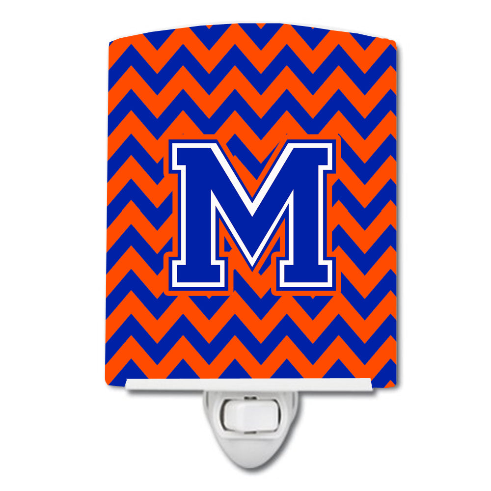 Letter M Chevron Orange and Blue Ceramic Night Light CJ1044-MCNL - the-store.com