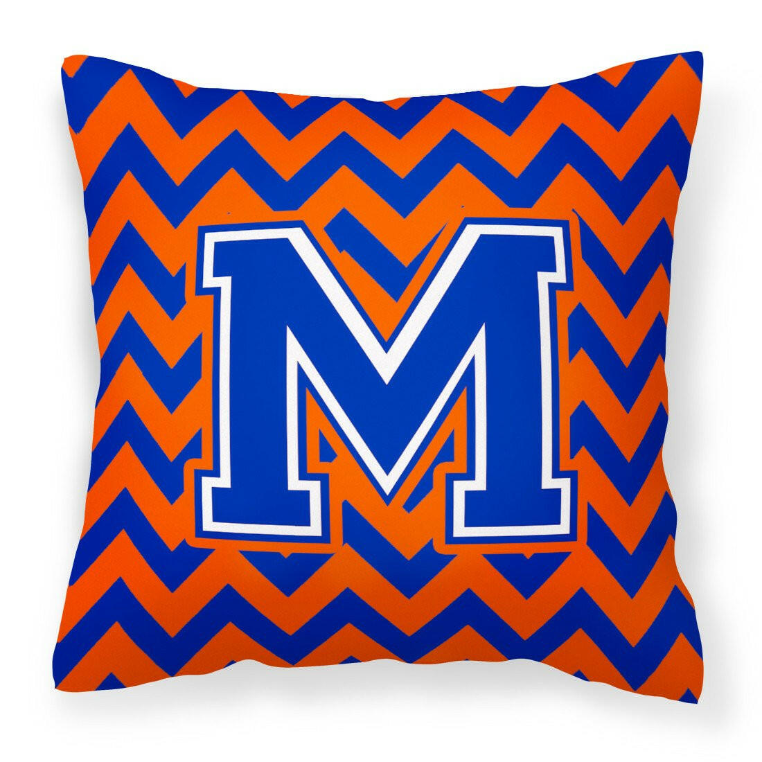 Letter M Chevron Orange and Blue Fabric Decorative Pillow CJ1044-MPW1414 - the-store.com