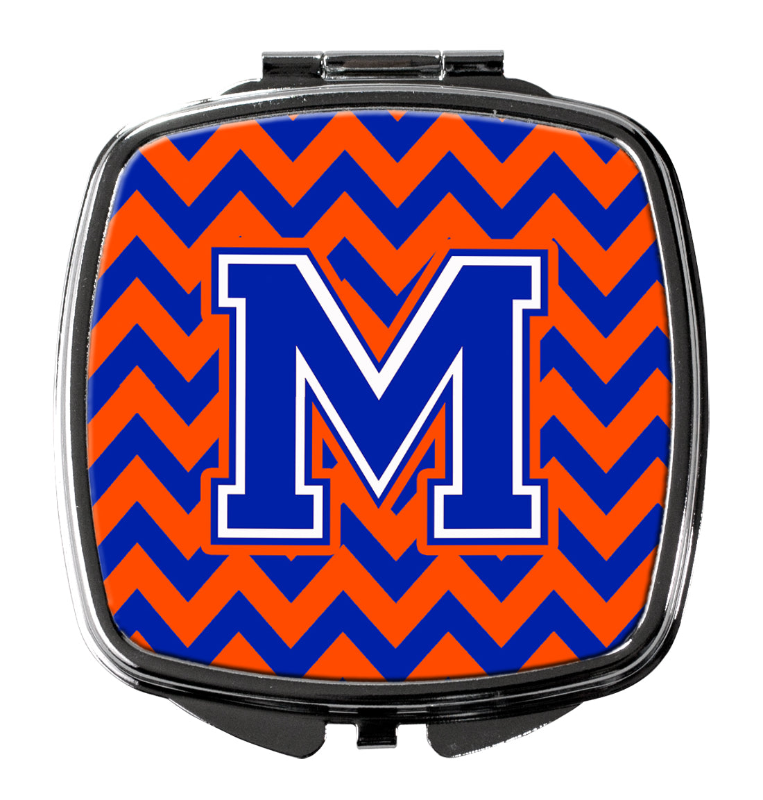 Letter M Chevron Orange and Blue Compact Mirror CJ1044-MSCM  the-store.com.