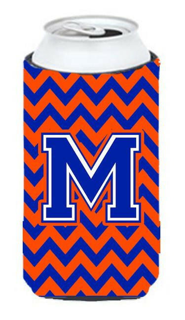 Letter M Chevron Orange and Blue Tall Boy Beverage Insulator Hugger CJ1044-MTBC by Caroline's Treasures