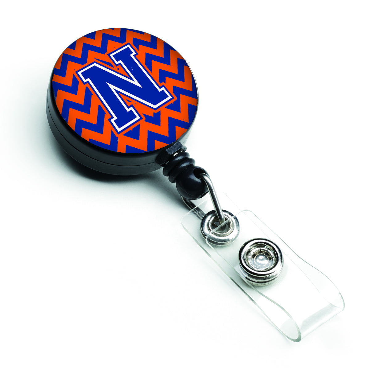 Letter N Chevron Orange and Blue Retractable Badge Reel CJ1044-NBR.