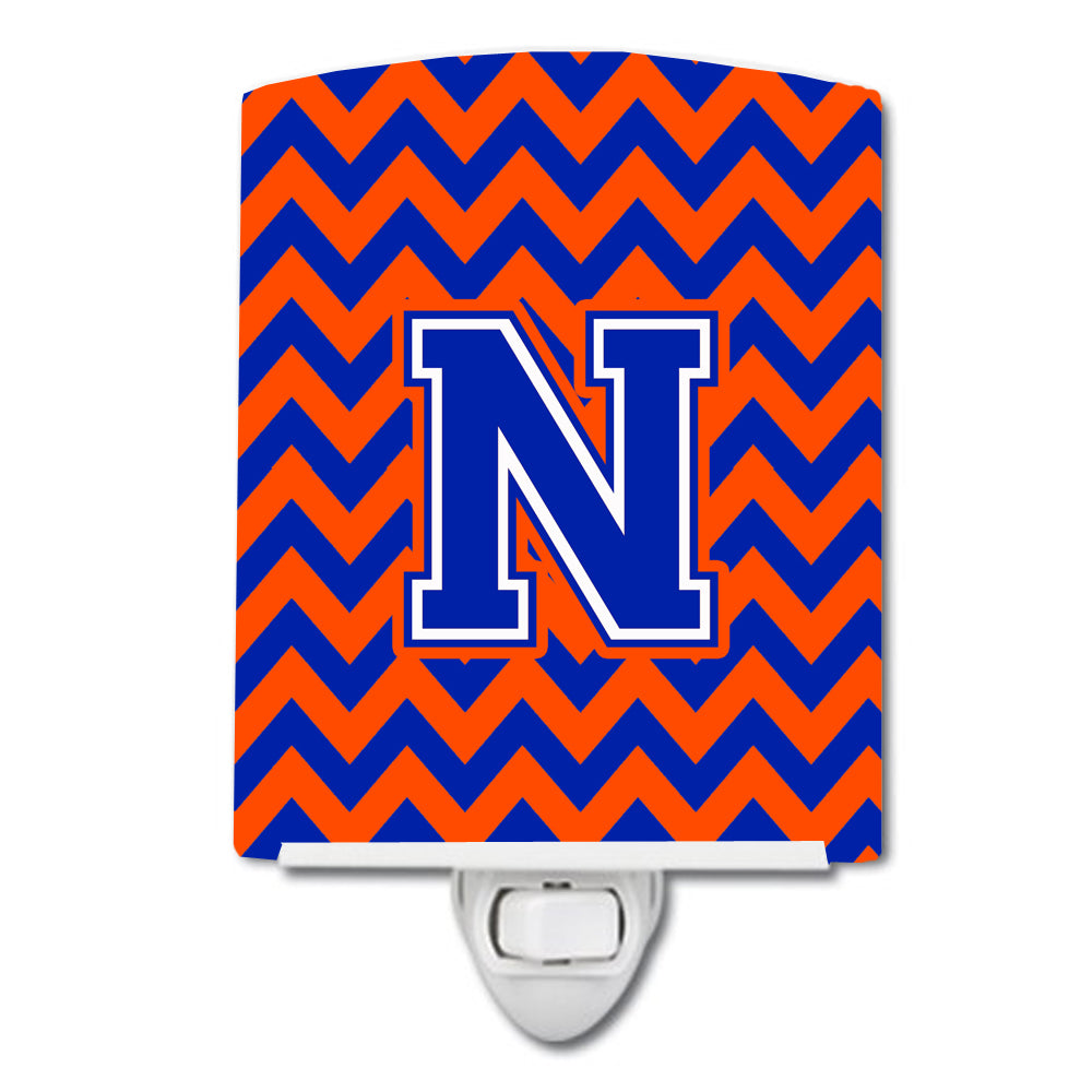 Letter N Chevron Orange and Blue Ceramic Night Light CJ1044-NCNL - the-store.com