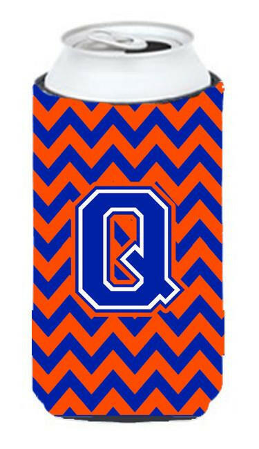 Letter Q Chevron Orange and Blue Tall Boy Beverage Insulator Hugger CJ1044-QTBC by Caroline's Treasures