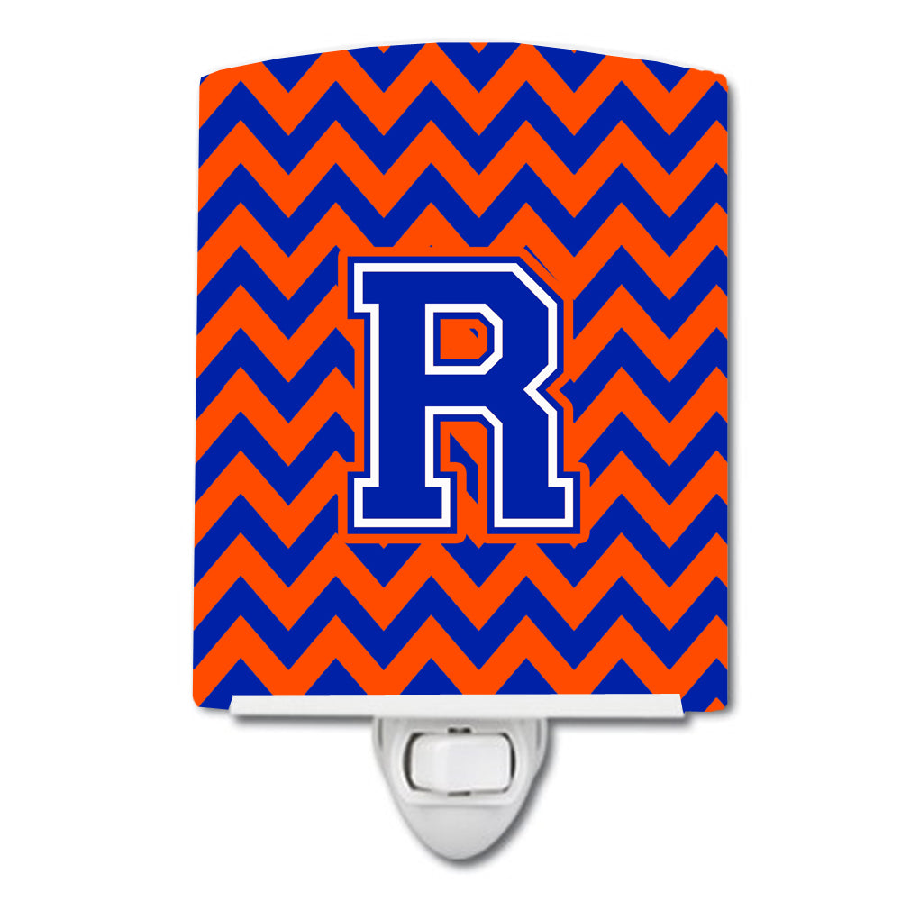 Letter R Chevron Orange and Blue Ceramic Night Light CJ1044-RCNL - the-store.com