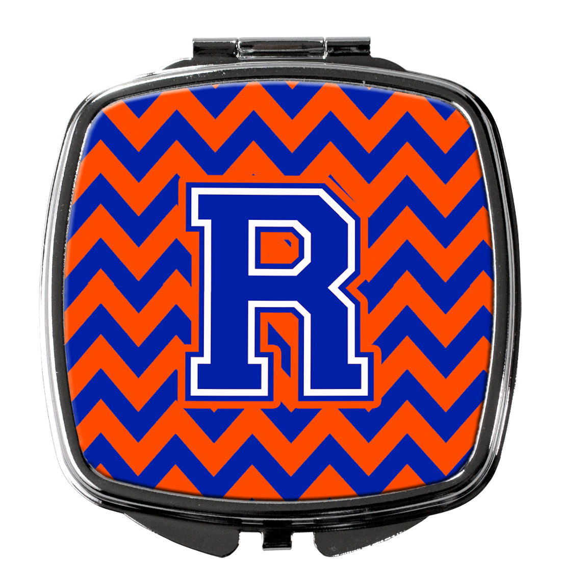 Letter R Chevron Orange and Blue Compact Mirror CJ1044-RSCM  the-store.com.