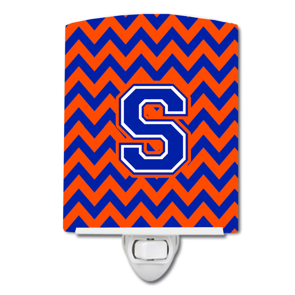 Letter S Chevron Orange and Blue Ceramic Night Light CJ1044-SCNL - the-store.com