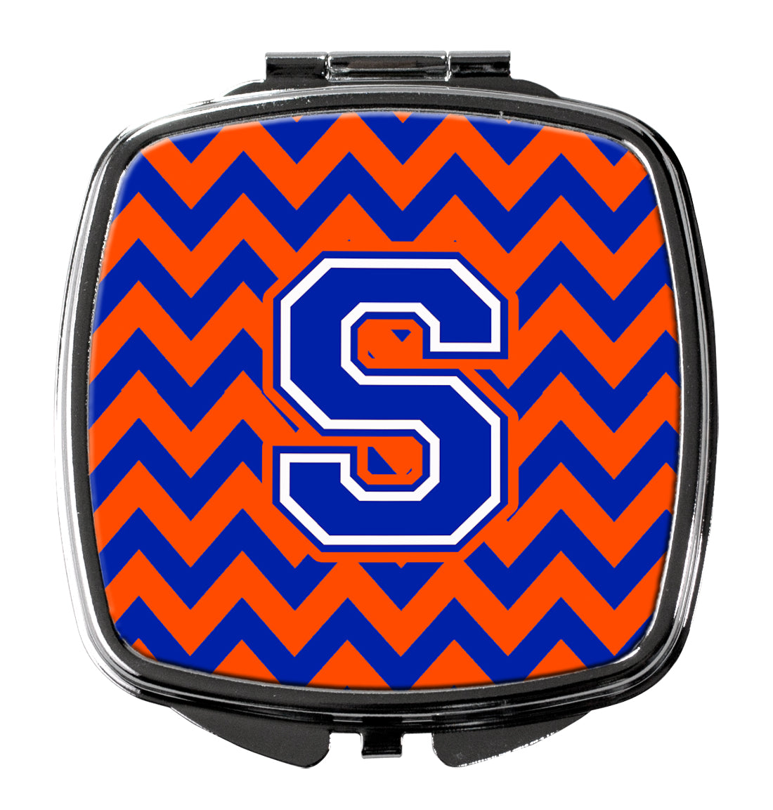 Letter S Chevron Orange and Blue Compact Mirror CJ1044-SSCM  the-store.com.