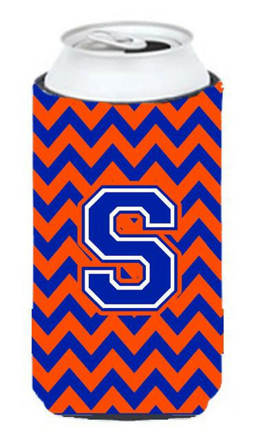 Letter S Chevron Orange and Blue Tall Boy Beverage Insulator Hugger CJ1044-STBC by Caroline's Treasures