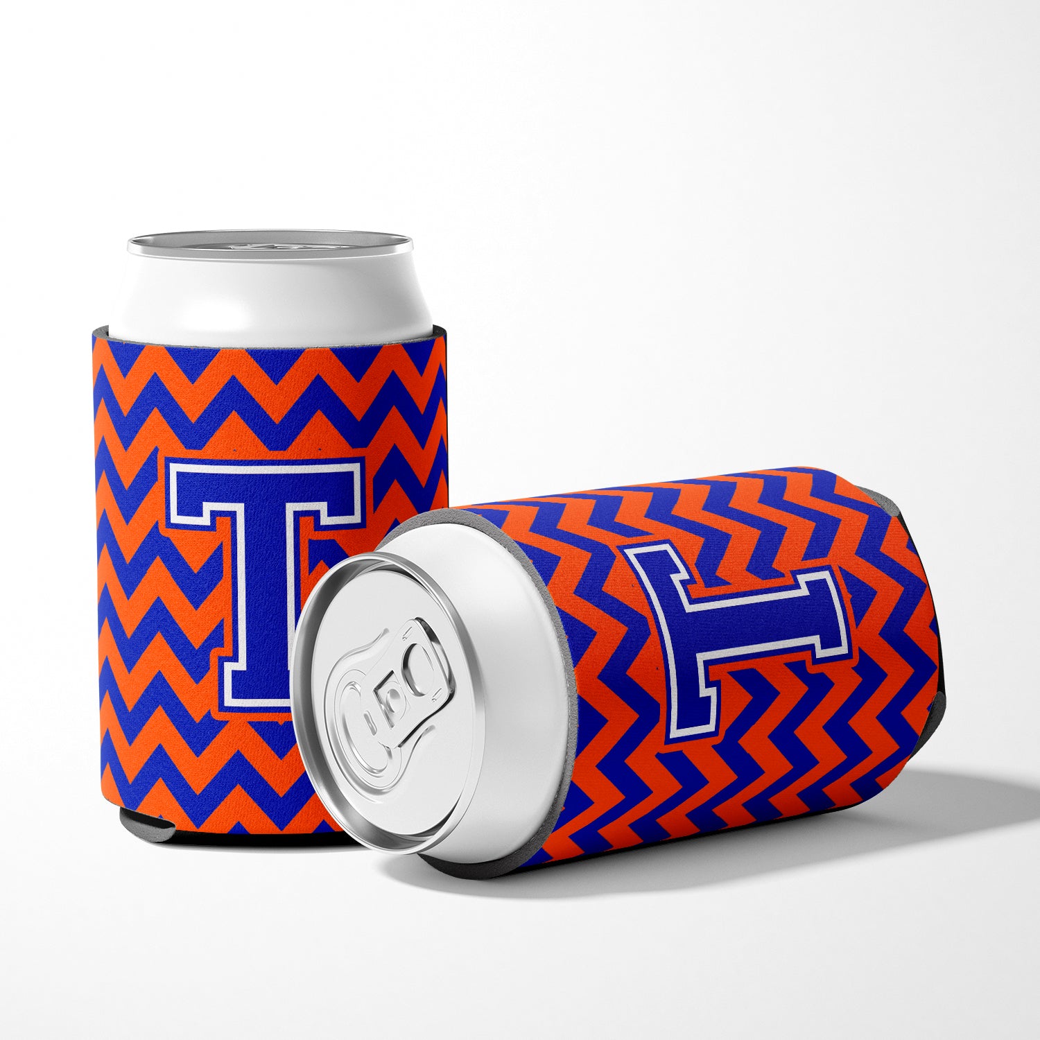 Letter T Chevron Orange and Blue Can or Bottle Hugger CJ1044-TCC.