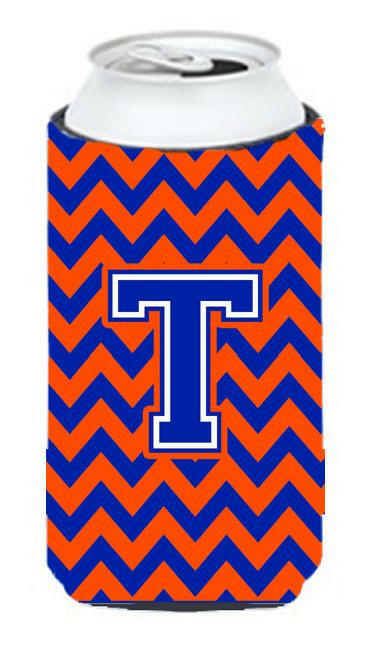 Letter T Chevron Orange and Blue Tall Boy Beverage Insulator Hugger CJ1044-TTBC by Caroline's Treasures