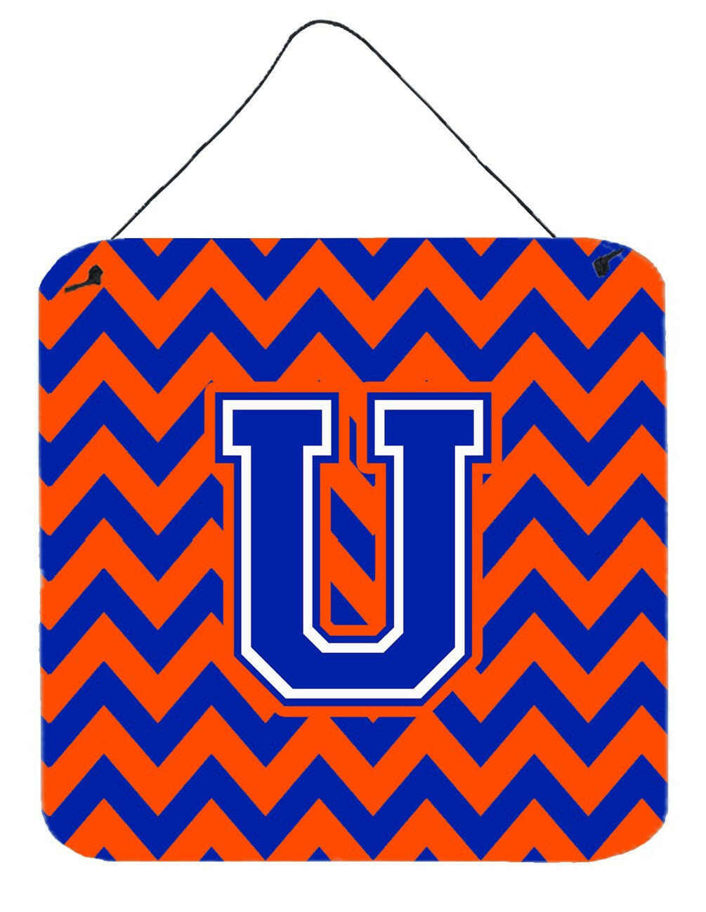 Letter U Chevron Orange and Blue Wall or Door Hanging Prints CJ1044-UDS66 by Caroline's Treasures