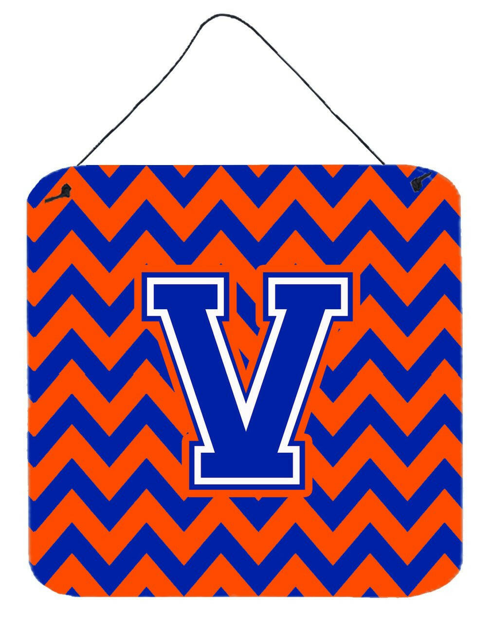 Letter V Chevron Orange and Blue Wall or Door Hanging Prints CJ1044-VDS66 by Caroline&#39;s Treasures