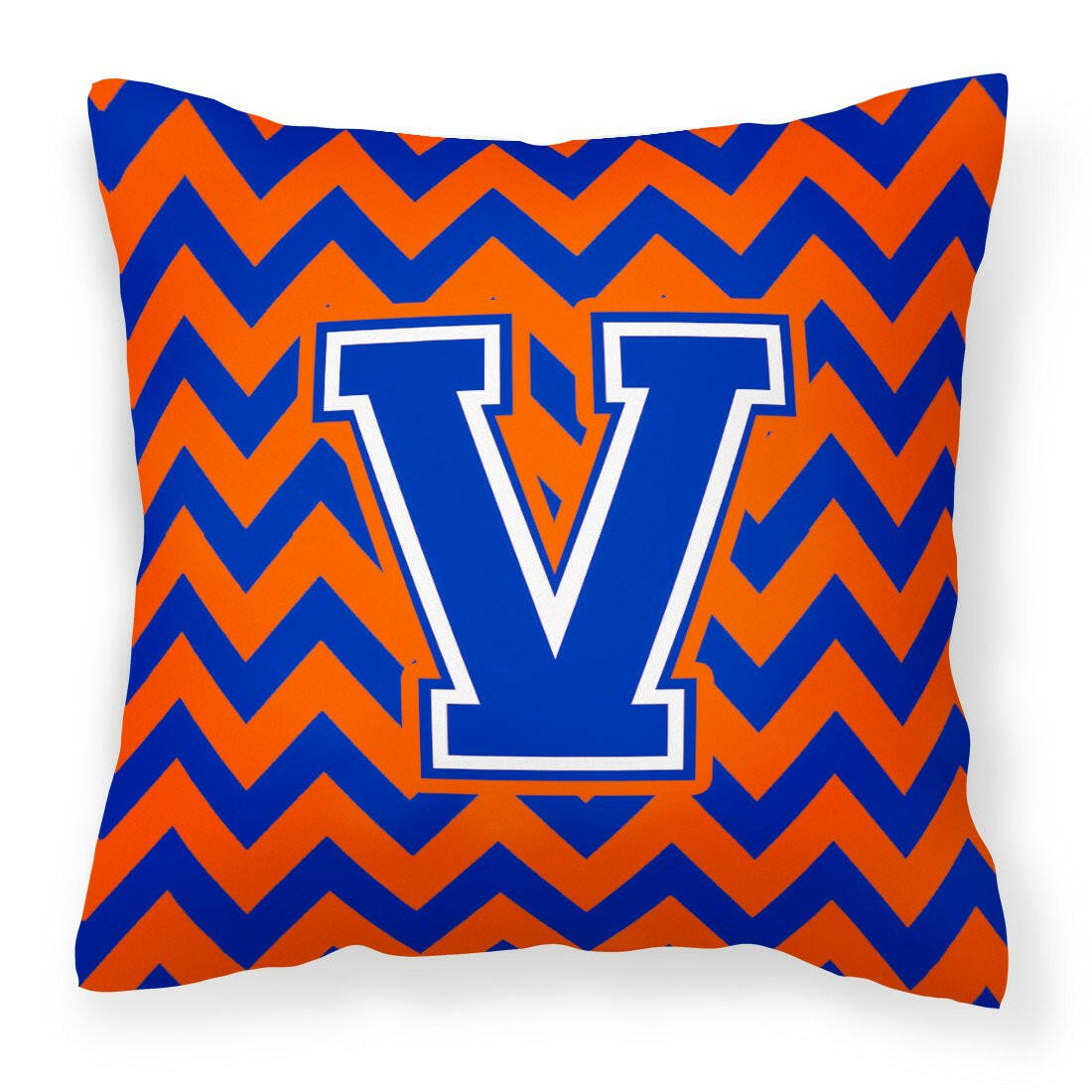 Letter V Chevron Orange and Blue Fabric Decorative Pillow CJ1044-VPW1414 - the-store.com