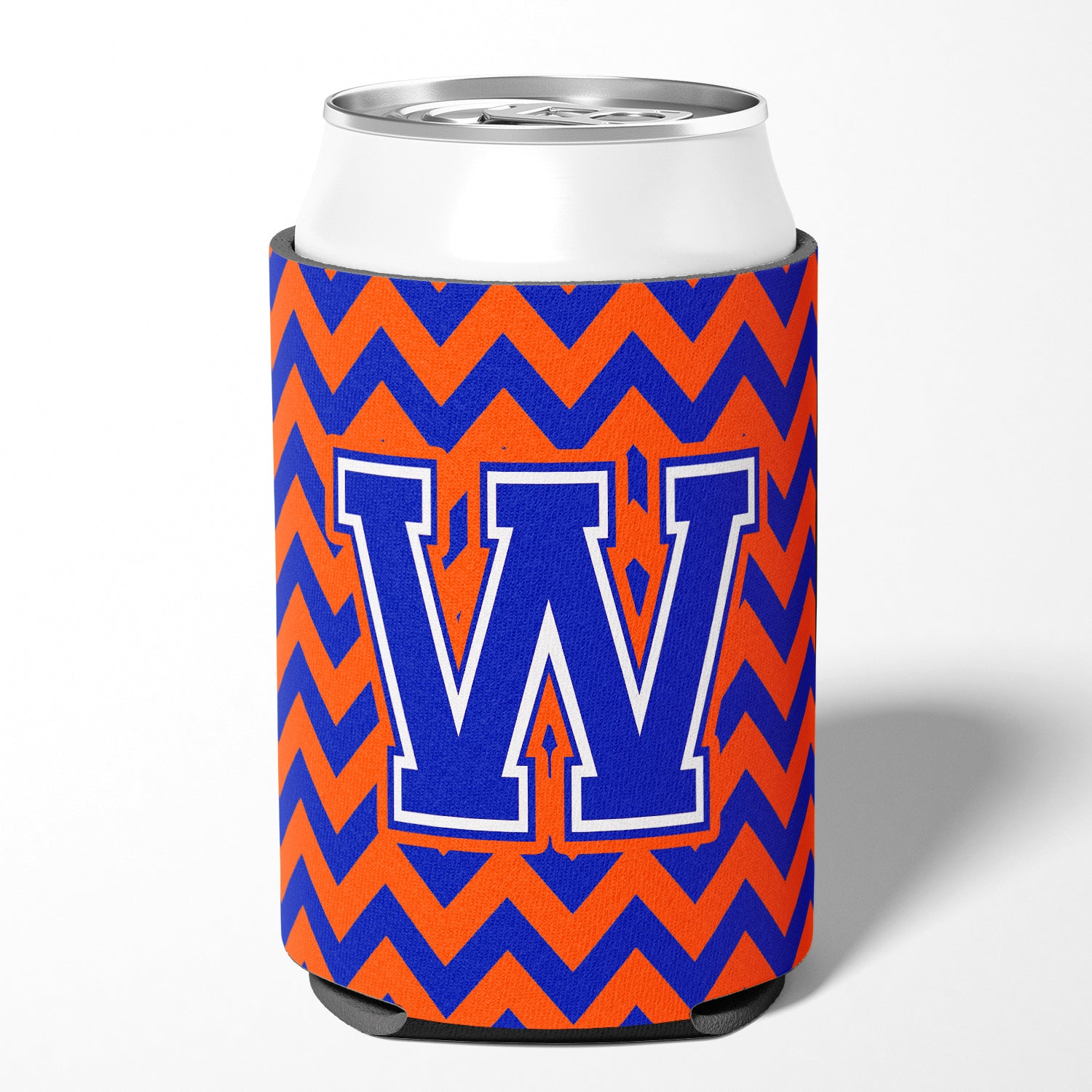 Letter W Chevron Orange and Blue Can or Bottle Hugger CJ1044-WCC.