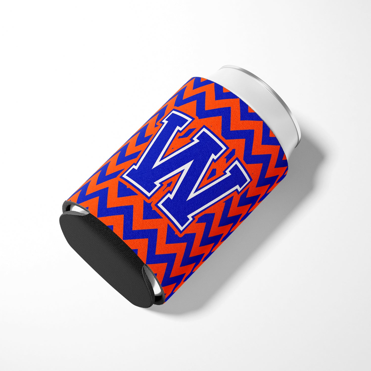 Letter W Chevron Orange and Blue Can or Bottle Hugger CJ1044-WCC.