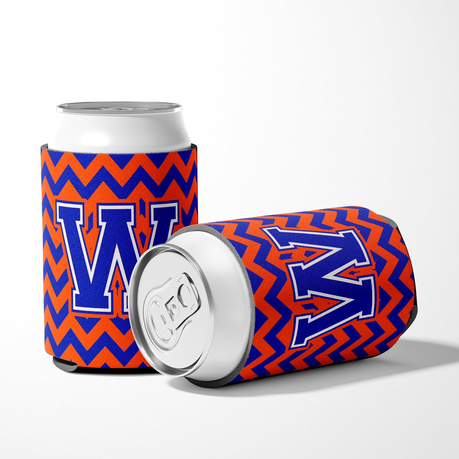 Letter W Chevron Orange and Blue Can or Bottle Hugger CJ1044-WCC.