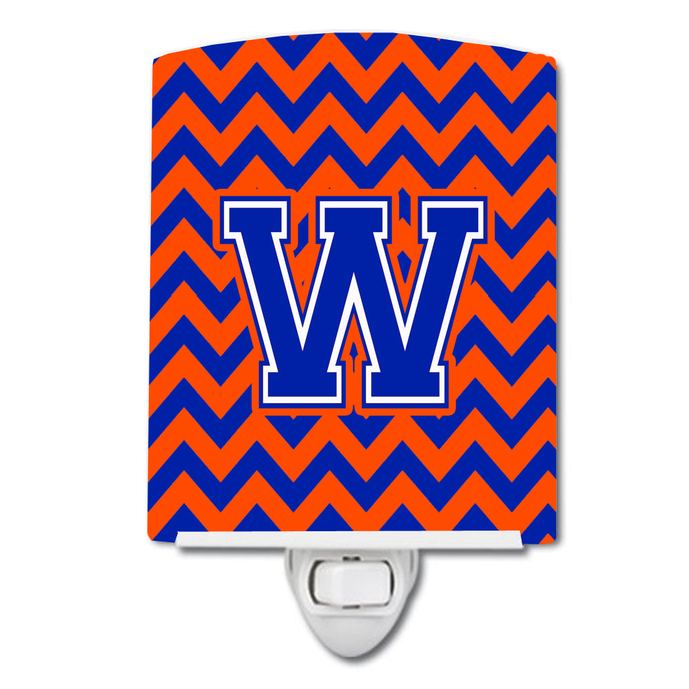 Letter W Chevron Orange and Blue Ceramic Night Light CJ1044-WCNL - the-store.com