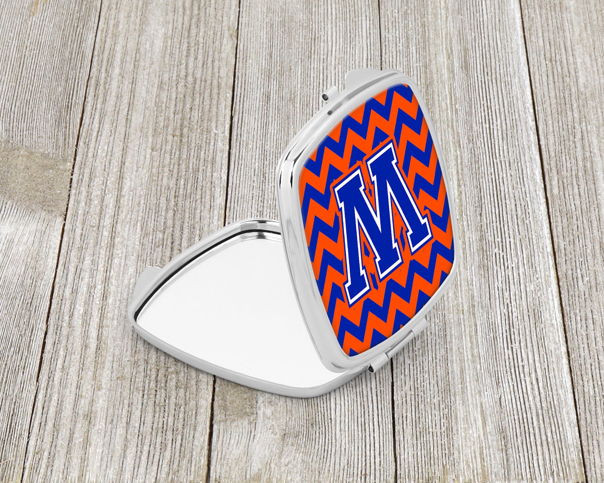 Letter W Chevron Orange and Blue Compact Mirror CJ1044-WSCM  the-store.com.