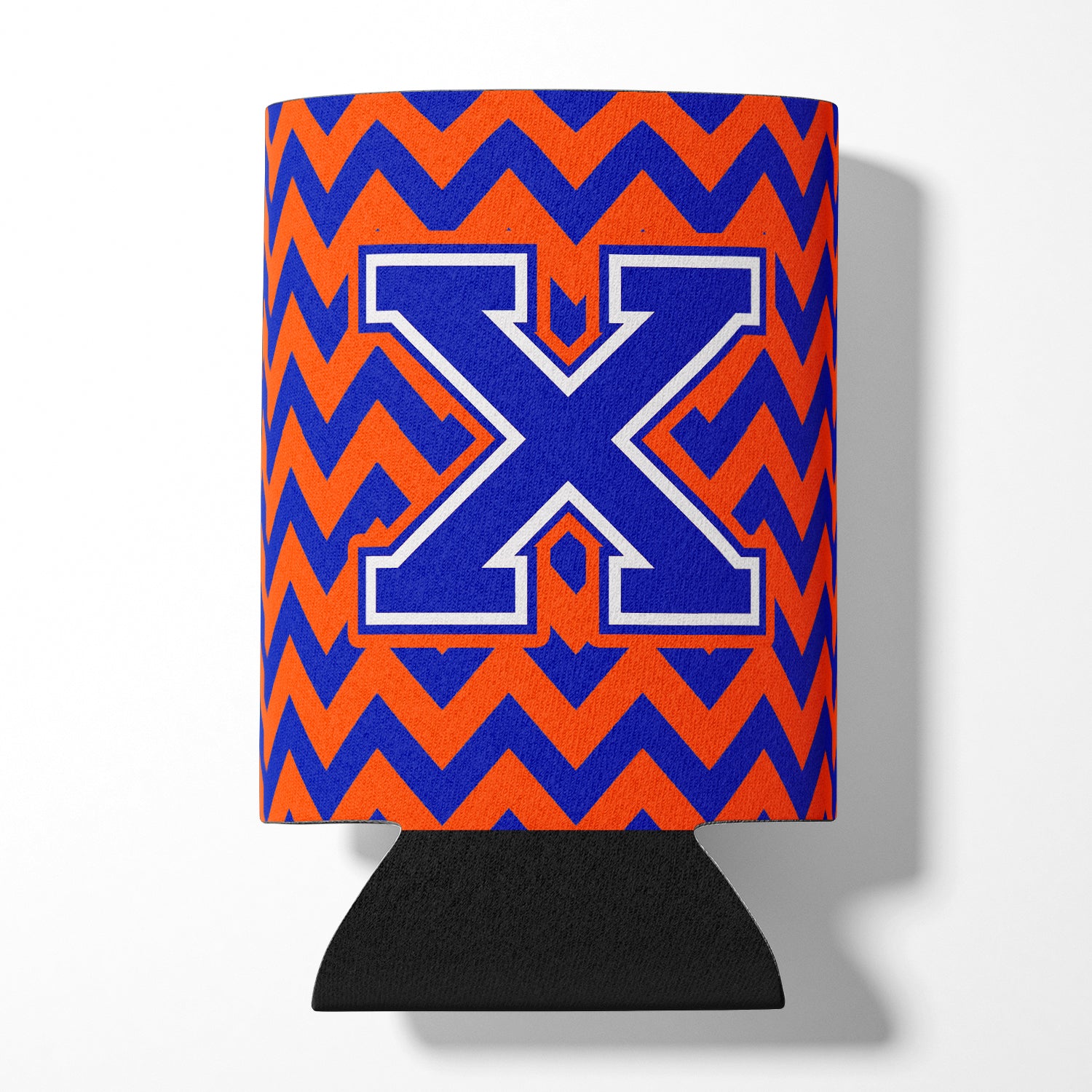 Letter X Chevron Orange and Blue Can or Bottle Hugger CJ1044-XCC.