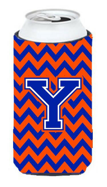 Letter Y Chevron Orange and Blue Tall Boy Beverage Insulator Hugger CJ1044-YTBC by Caroline's Treasures