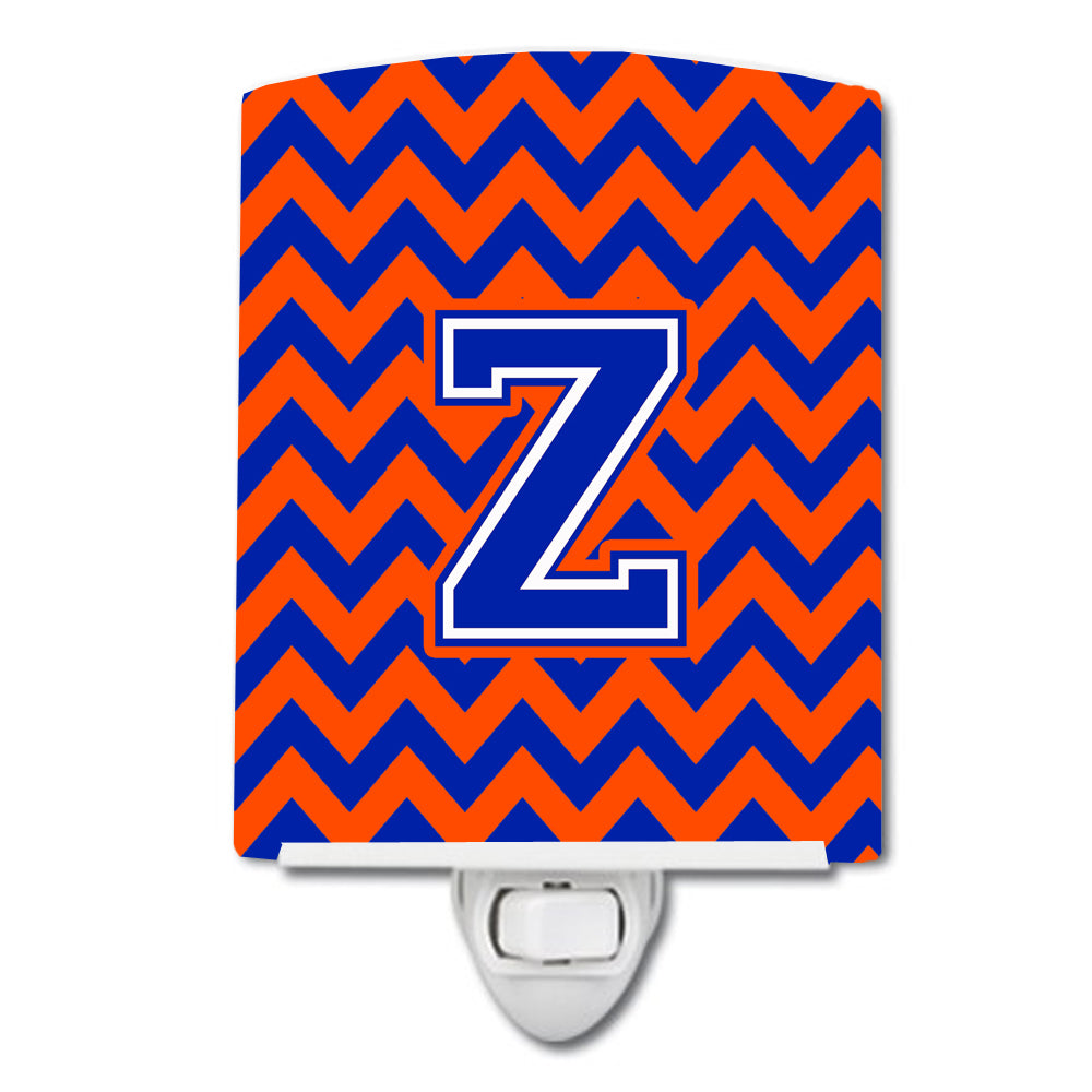 Letter Z Chevron Orange and Blue Ceramic Night Light CJ1044-ZCNL - the-store.com