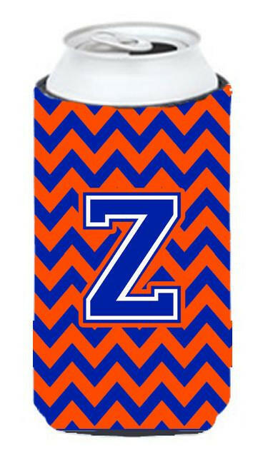 Letter Z Chevron Orange and Blue Tall Boy Beverage Insulator Hugger CJ1044-ZTBC by Caroline's Treasures