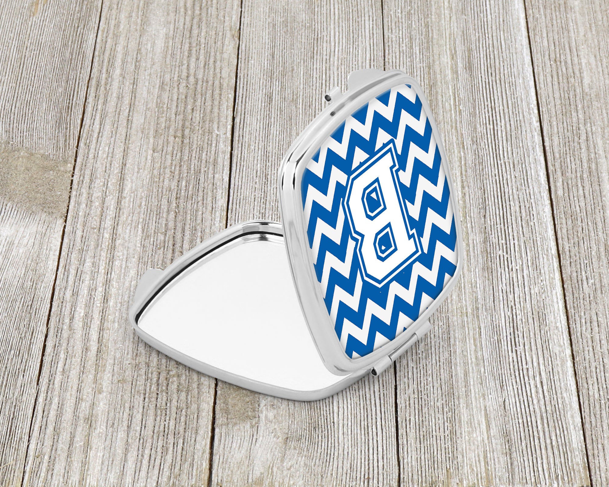 Letter B Chevron Blue and White Compact Mirror CJ1045-BSCM  the-store.com.