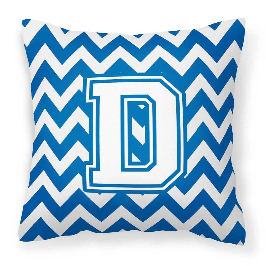 Letter D Chevron Blue and White Fabric Decorative Pillow CJ1045-DPW1414 by Caroline's Treasures