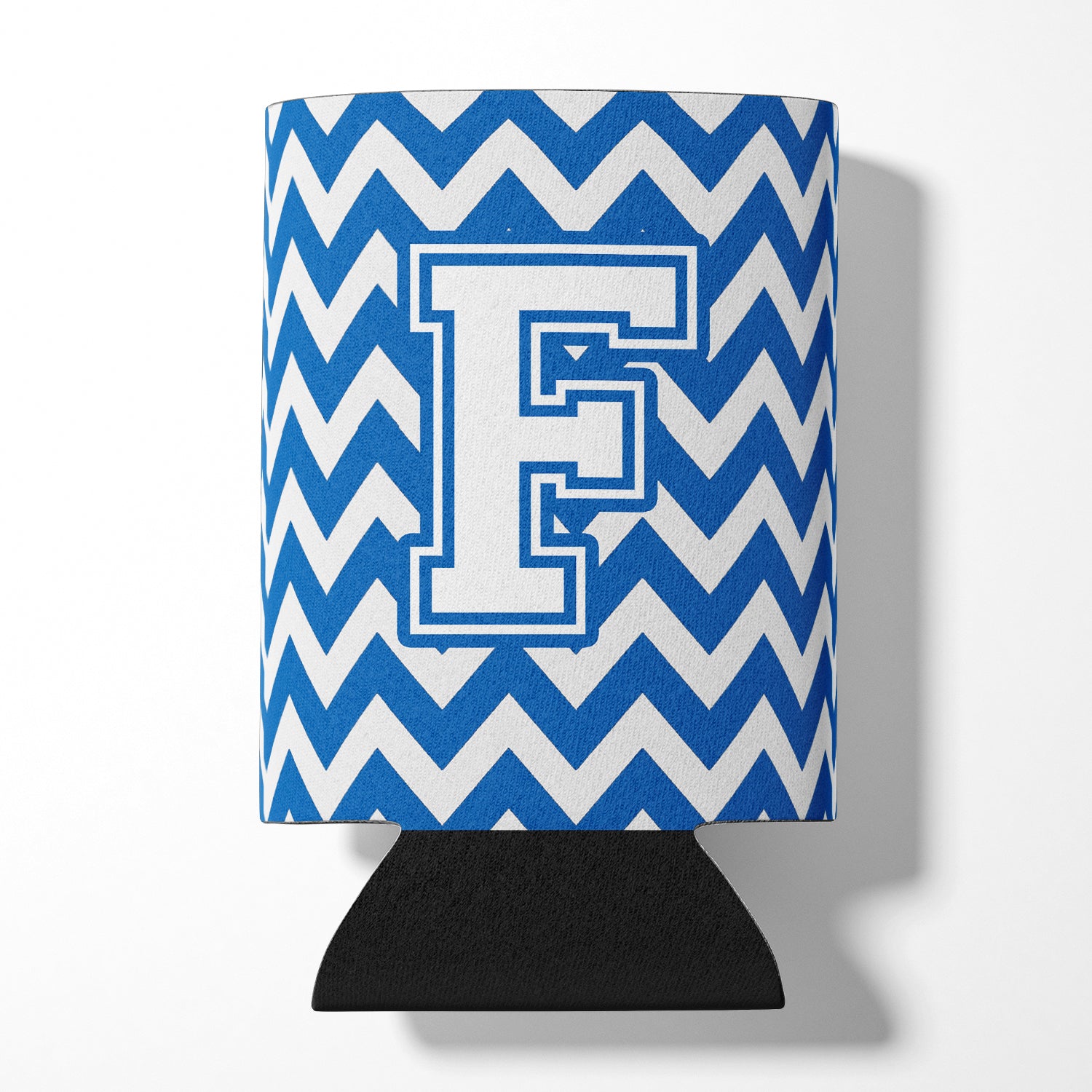 Letter F Chevron Blue and White Can or Bottle Hugger CJ1045-FCC.