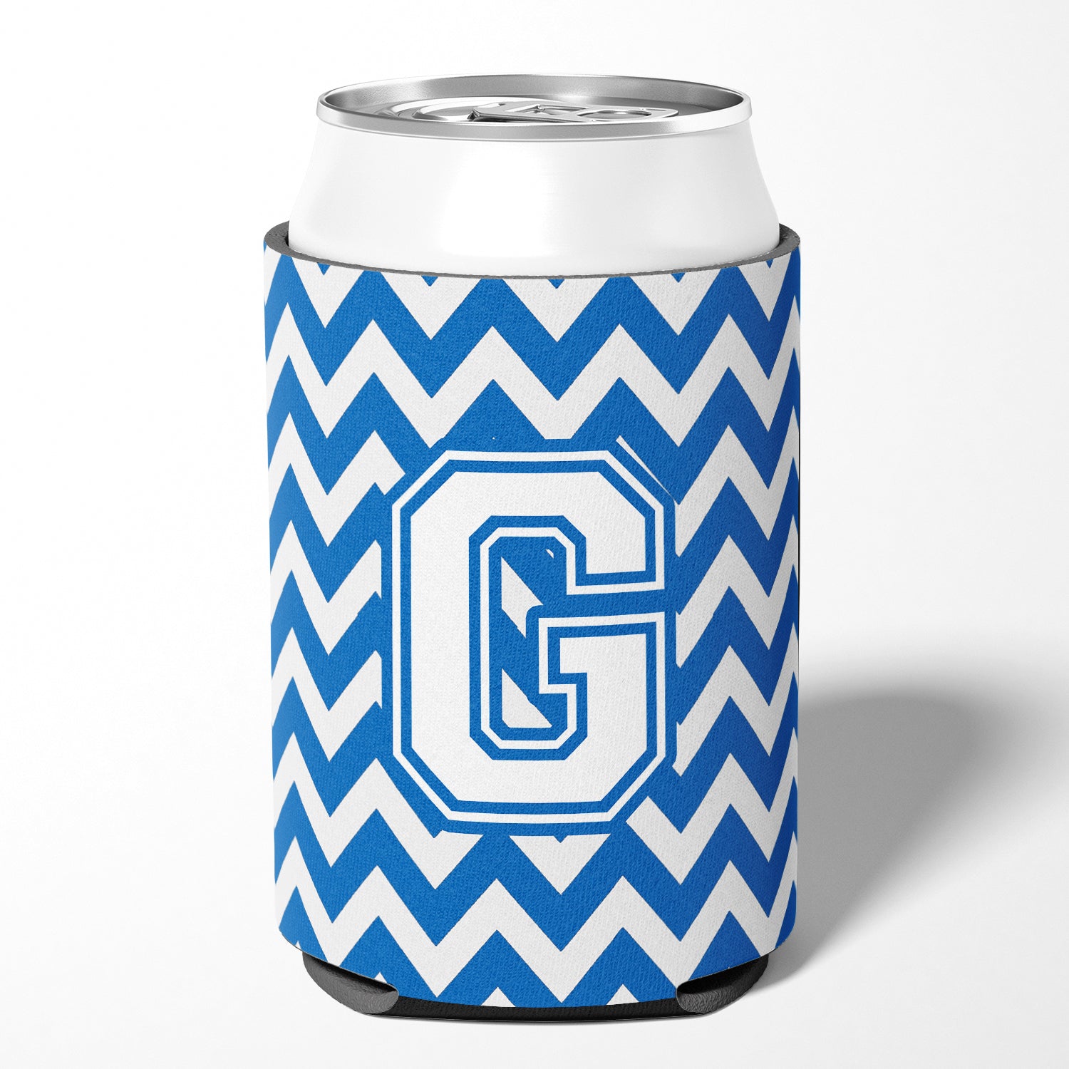 Letter G Chevron Blue and White Can or Bottle Hugger CJ1045-GCC.