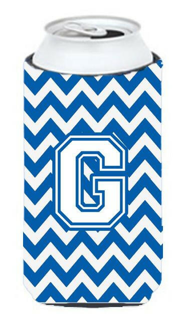 Letter G Chevron Blue and White Tall Boy Beverage Insulator Hugger CJ1045-GTBC by Caroline&#39;s Treasures