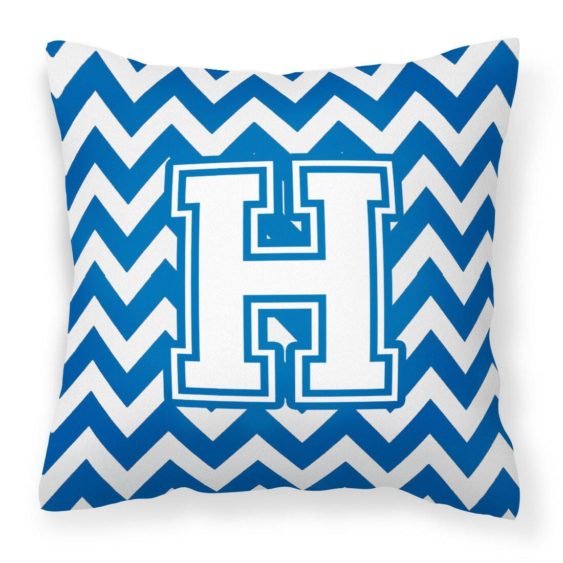 Letter H Chevron Blue and White Fabric Decorative Pillow CJ1045-HPW1414 by Caroline's Treasures