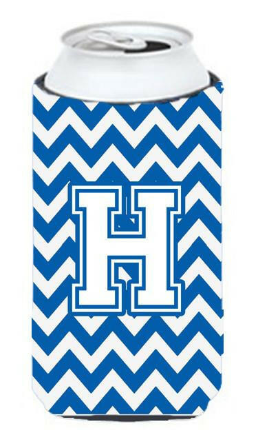 Letter H Chevron Blue and White Tall Boy Beverage Insulator Hugger CJ1045-HTBC by Caroline's Treasures