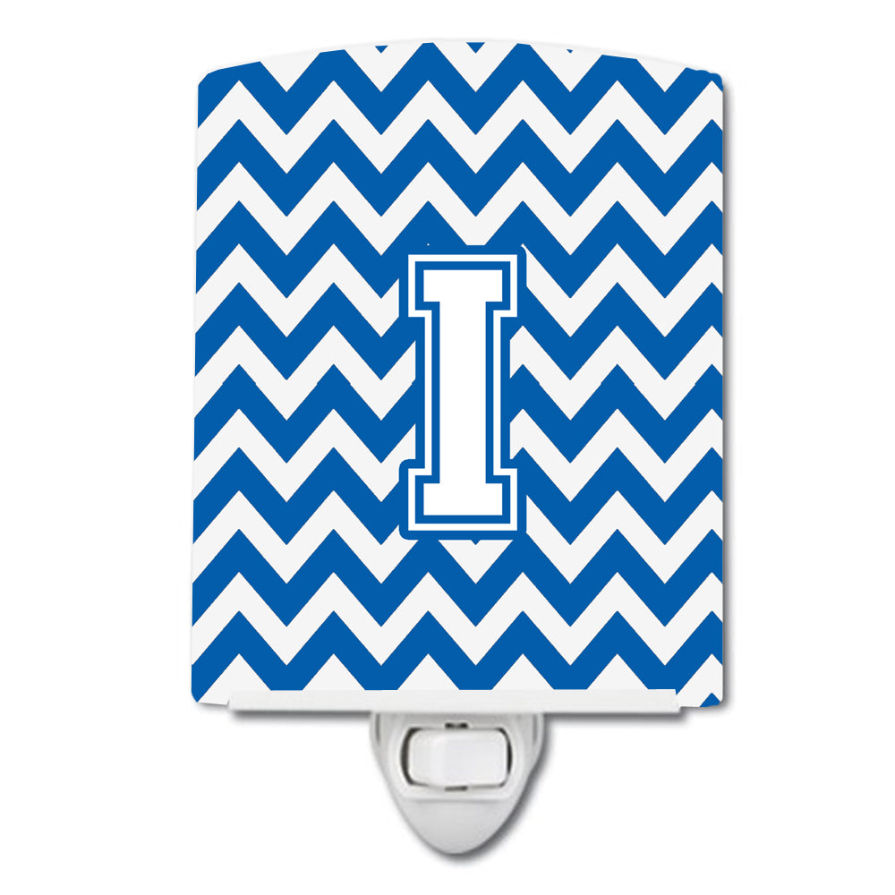 Letter I Chevron Blue and White Ceramic Night Light CJ1045-ICNL - the-store.com