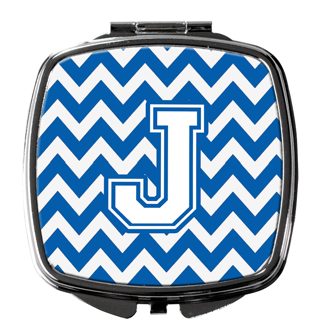 Letter J Chevron Blue and White Compact Mirror CJ1045-JSCM  the-store.com.