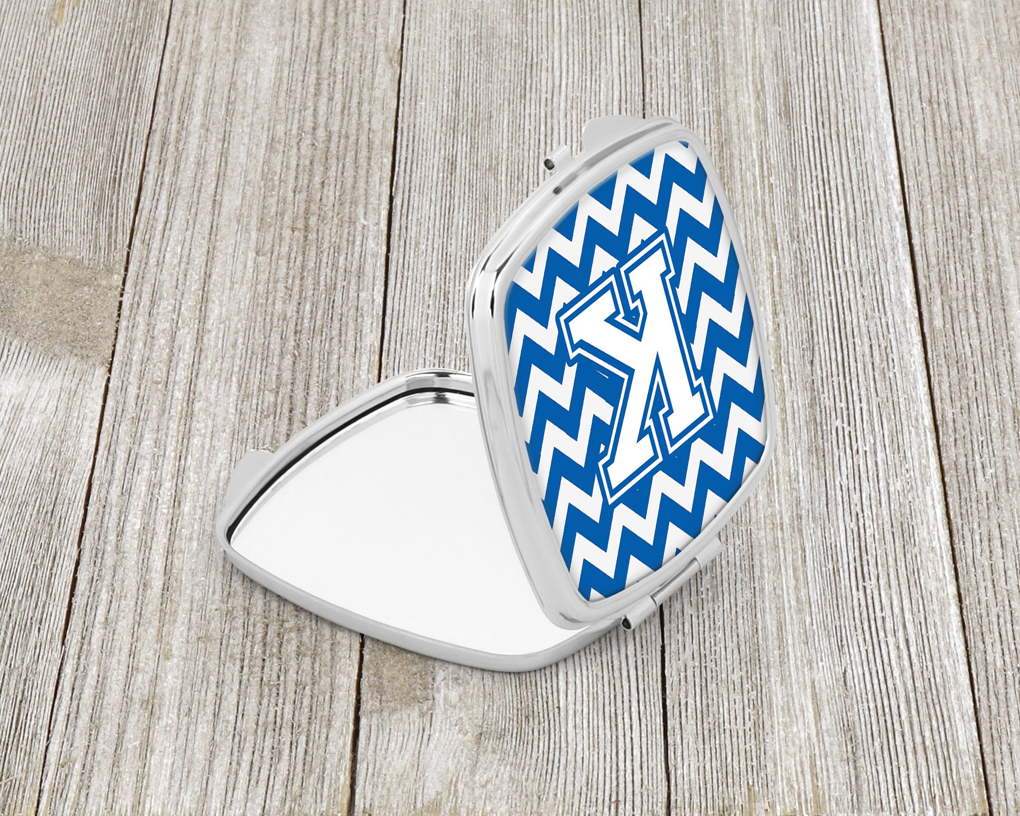 Letter K Chevron Blue and White Compact Mirror CJ1045-KSCM  the-store.com.