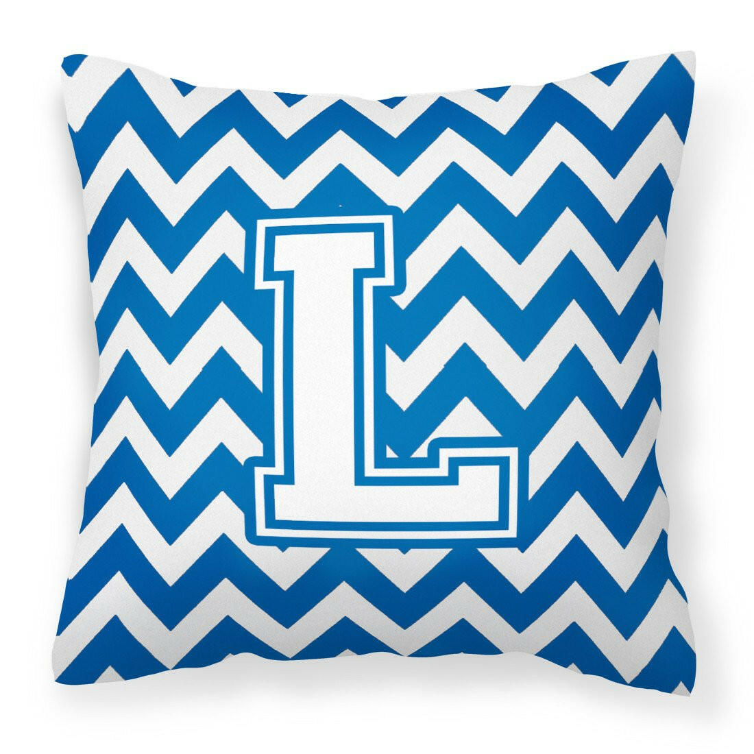 Letter L Chevron Blue and White Fabric Decorative Pillow CJ1045-LPW1414 by Caroline's Treasures