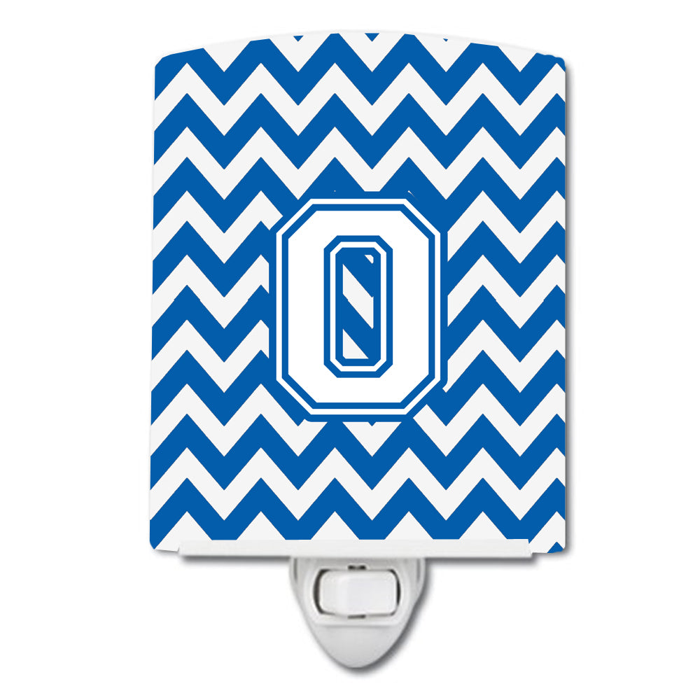 Letter O Chevron Blue and White Ceramic Night Light CJ1045-OCNL - the-store.com