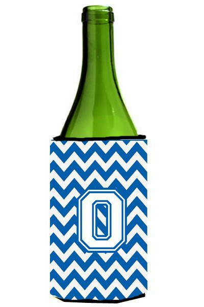 Letter O Chevron Blue and White Wine Bottle Beverage Insulator Hugger CJ1045-OLITERK by Caroline's Treasures