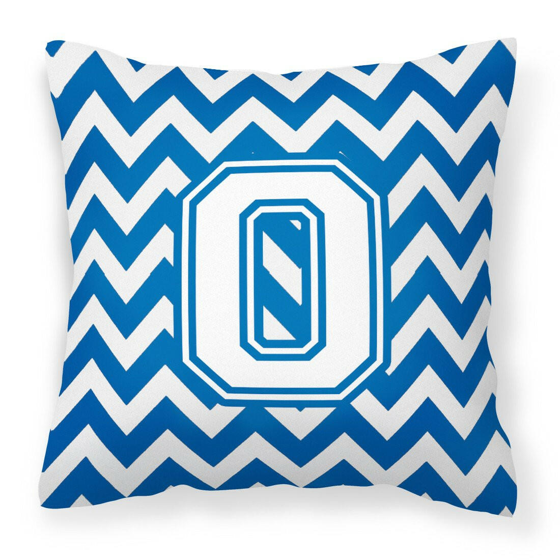 Letter O Chevron Blue and White Fabric Decorative Pillow CJ1045-OPW1414 by Caroline's Treasures