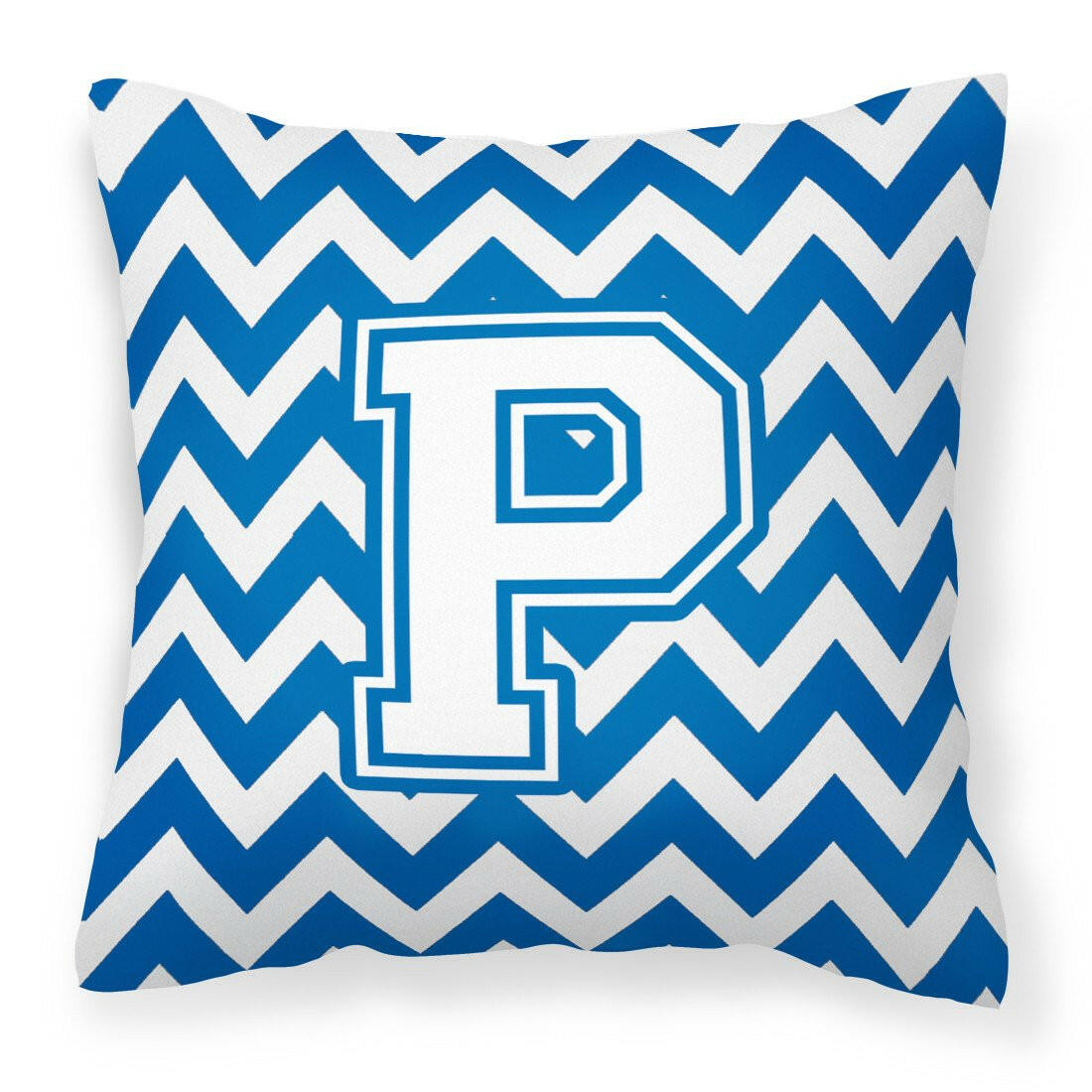 Letter P Chevron Blue and White Fabric Decorative Pillow CJ1045-PPW1414 by Caroline's Treasures