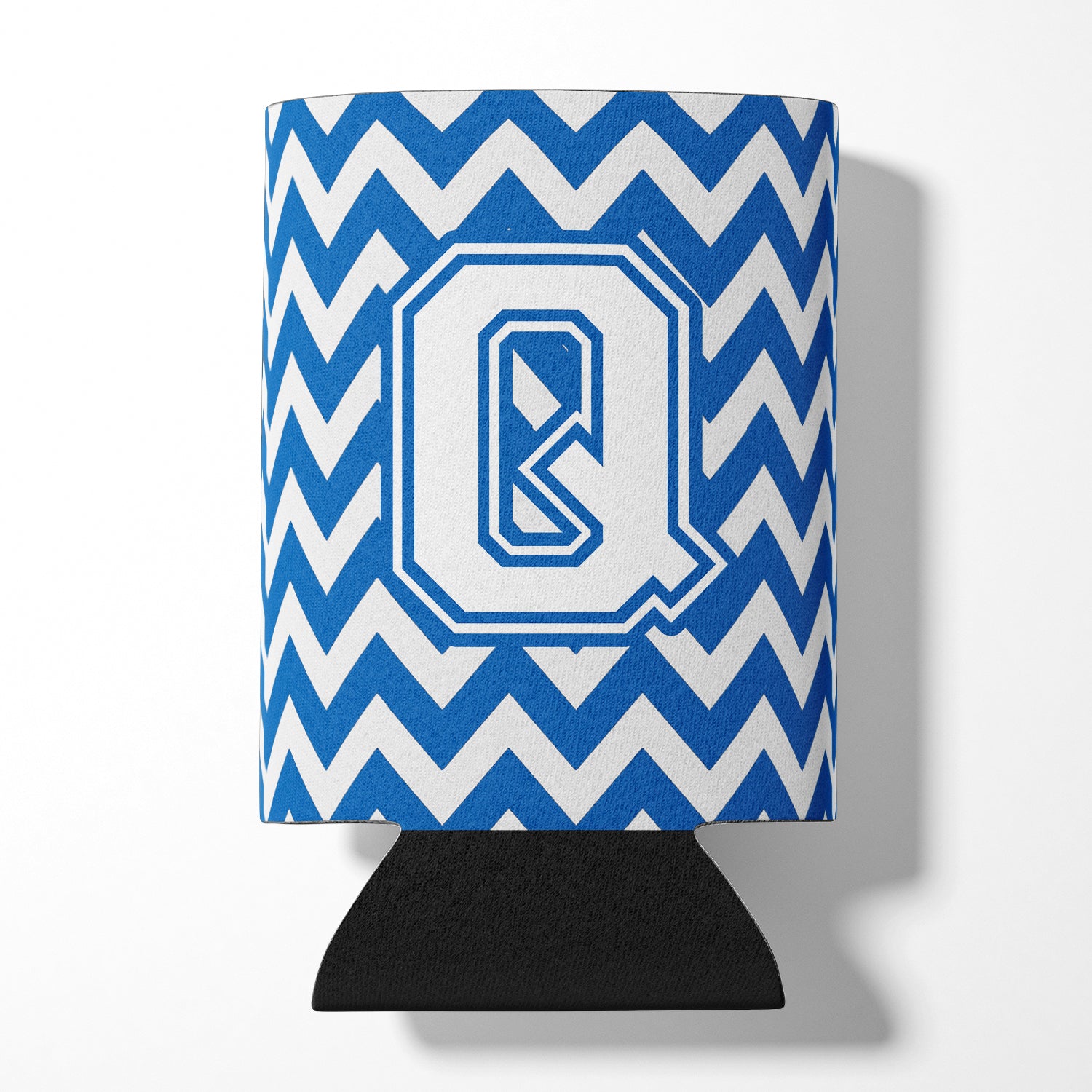 Letter Q Chevron Blue and White Can or Bottle Hugger CJ1045-QCC.