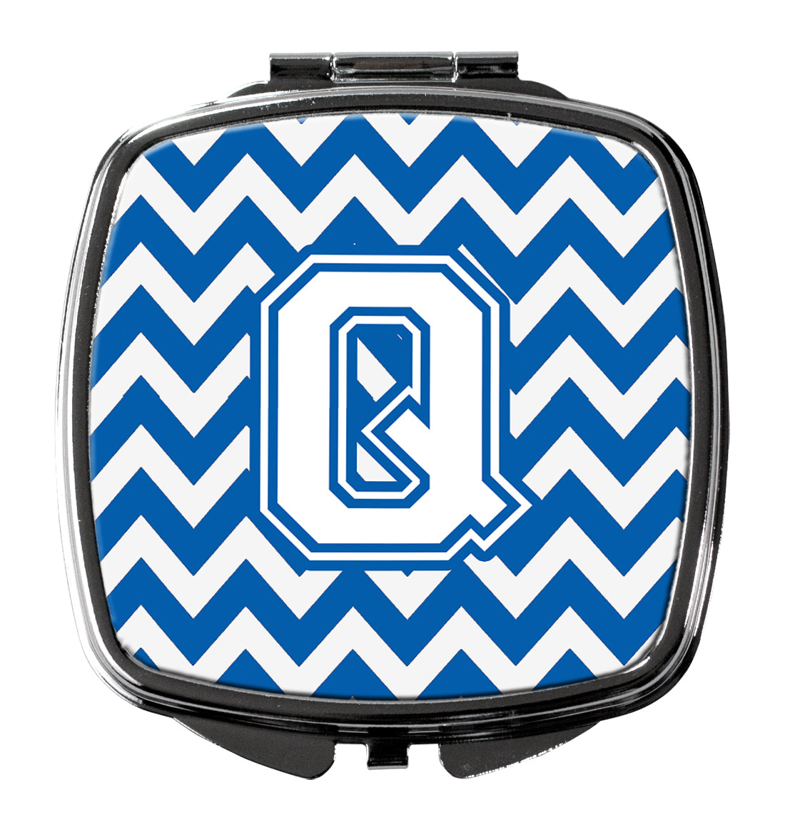 Letter Q Chevron Blue and White Compact Mirror CJ1045-QSCM  the-store.com.