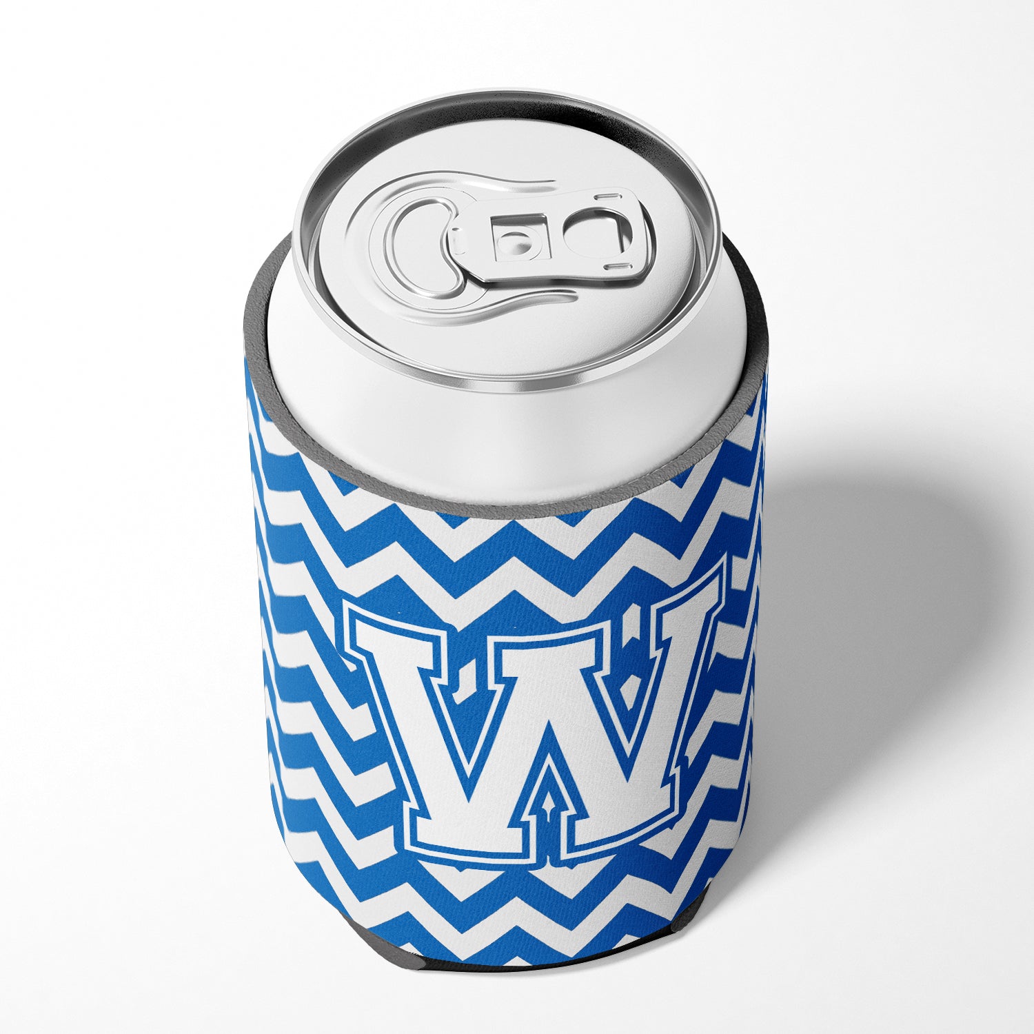 Letter W Chevron Blue and White Can or Bottle Hugger CJ1045-WCC.