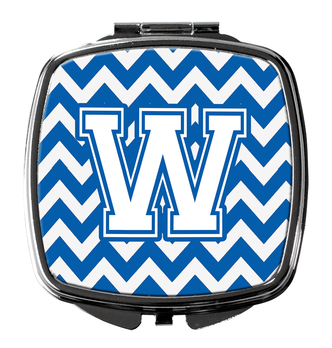 Letter W Chevron Blue and White Compact Mirror CJ1045-WSCM  the-store.com.