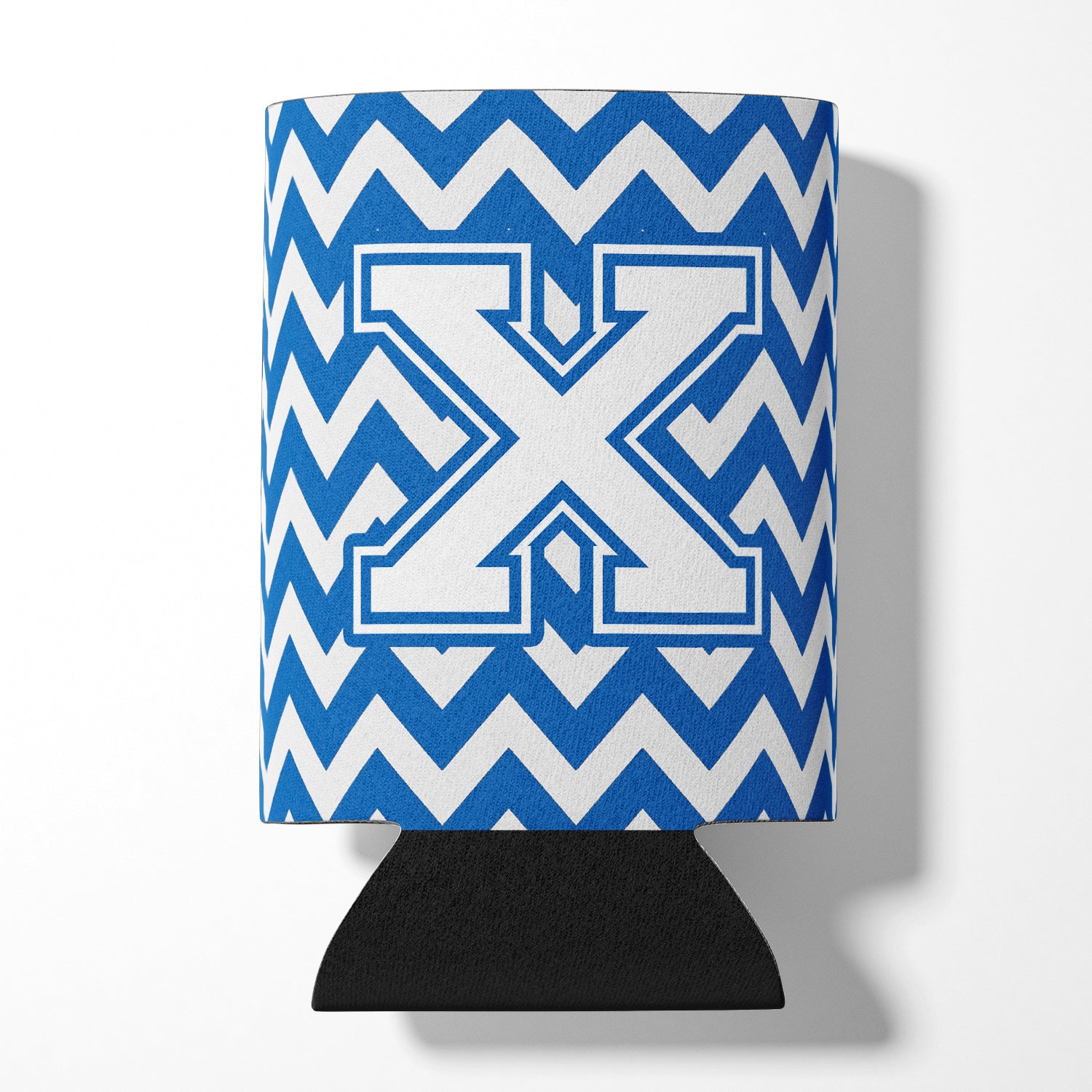 Letter X Chevron Blue and White Can or Bottle Hugger CJ1045-XCC.