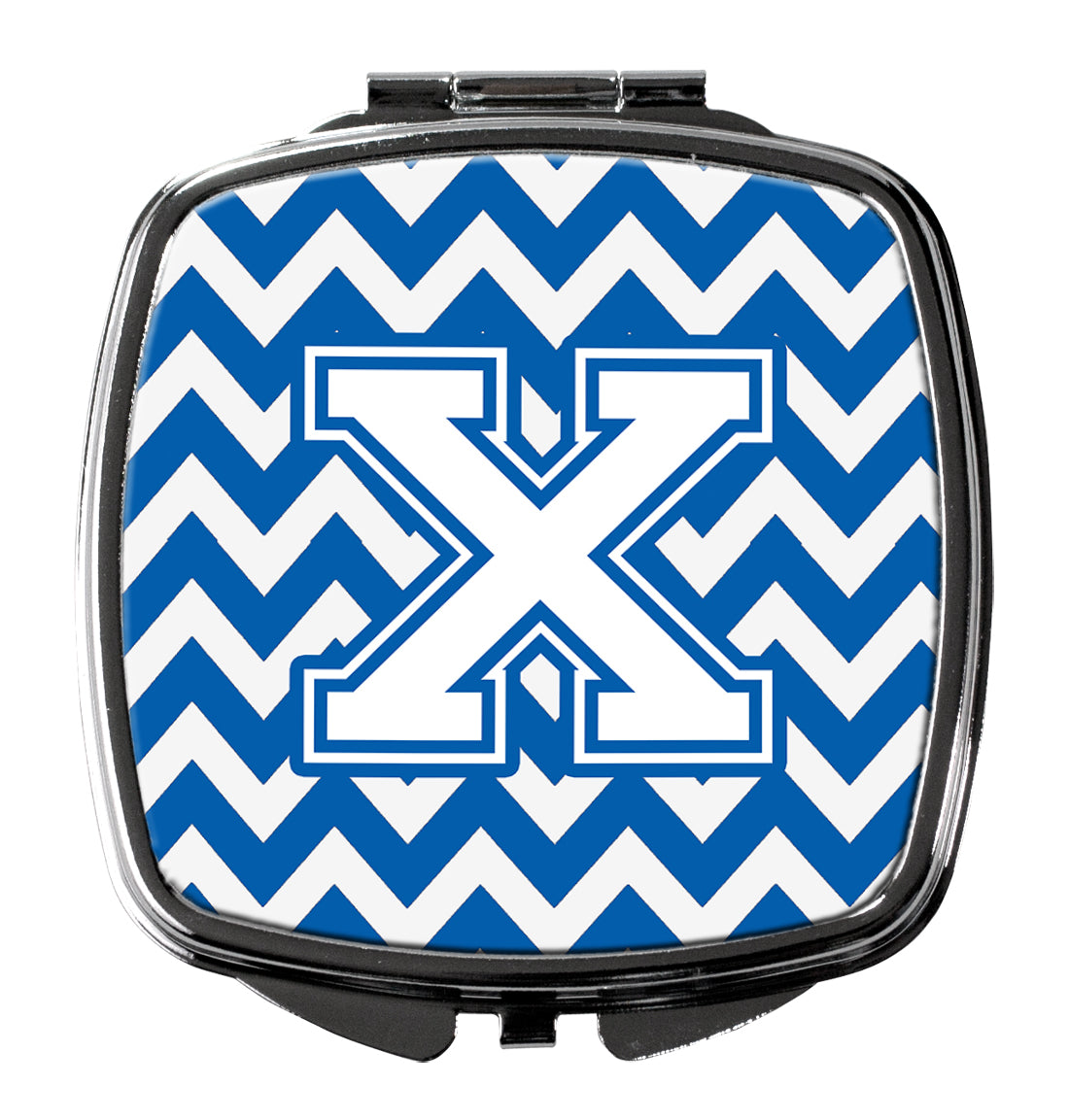 Letter X Chevron Blue and White Compact Mirror CJ1045-XSCM  the-store.com.