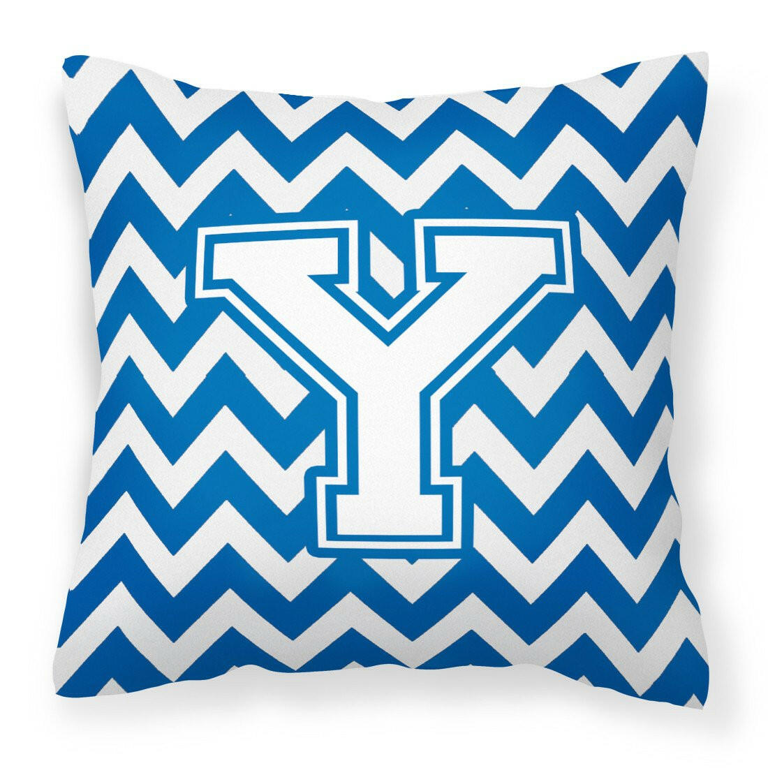 Letter Y Chevron Blue and White Fabric Decorative Pillow CJ1045-YPW1414 by Caroline's Treasures