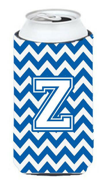 Letter Z Chevron Blue and White Tall Boy Beverage Insulator Hugger CJ1045-ZTBC by Caroline's Treasures