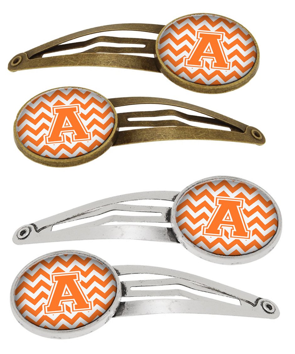 Letter A Chevron Orange and White Set of 4 Barrettes Hair Clips CJ1046-AHCS4 by Caroline's Treasures